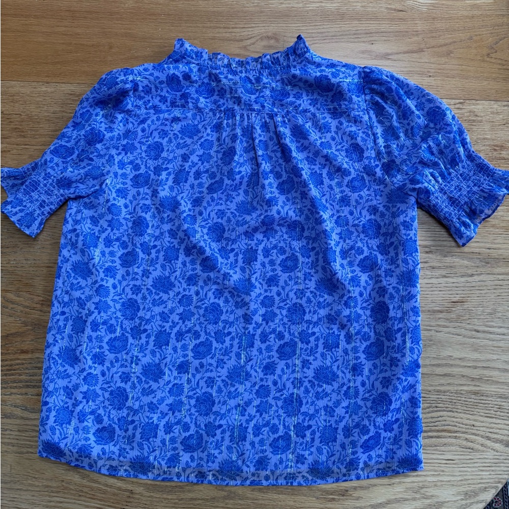 J. Crew Royal Blue Floral Blouse